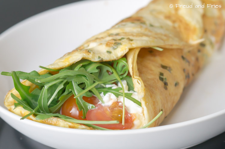 Ei ♡ Omelet wrap met cottage cheese en rucola